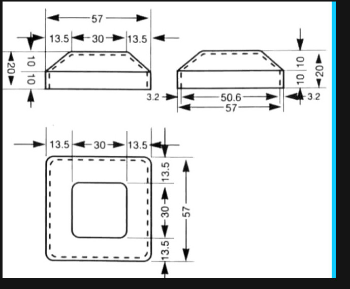 Nắp chụp 55x55x15x3.0